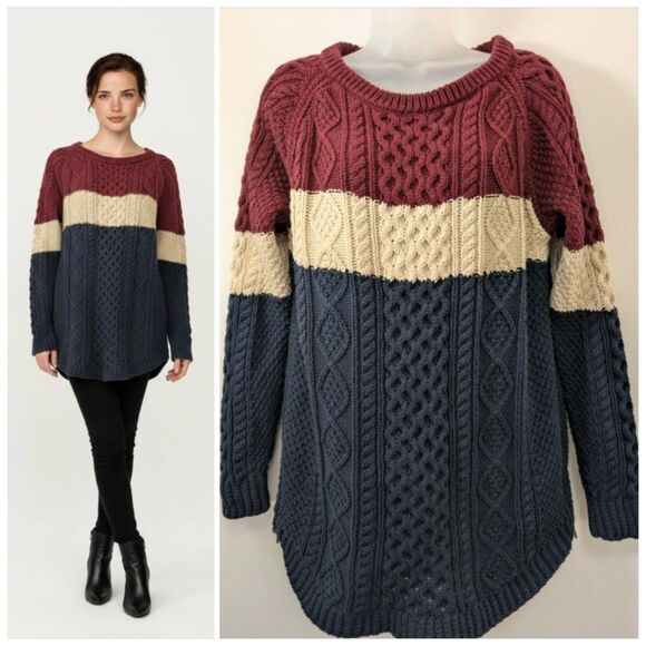 L.L. Bean Sweaters - LL Bean Womens M Signature Fisherman Oversized Tunic Sweater Heavy Cotton EUC